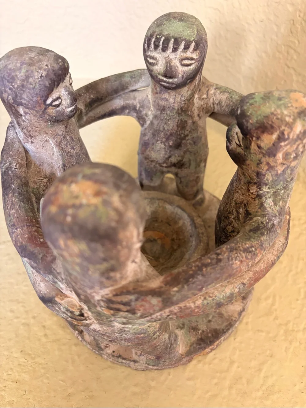 Green Patina Ceramic Circle of Friends Sculpture - Home Art